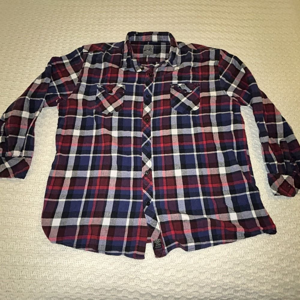 Kani Jeans Men's 3xl Flannel Red White Blue Plaid Soft Y2K
